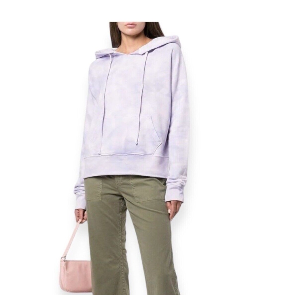 Nili Lotan Rayne Tie-Dyed French Cotton-Terry Lavender Hoodie Size M